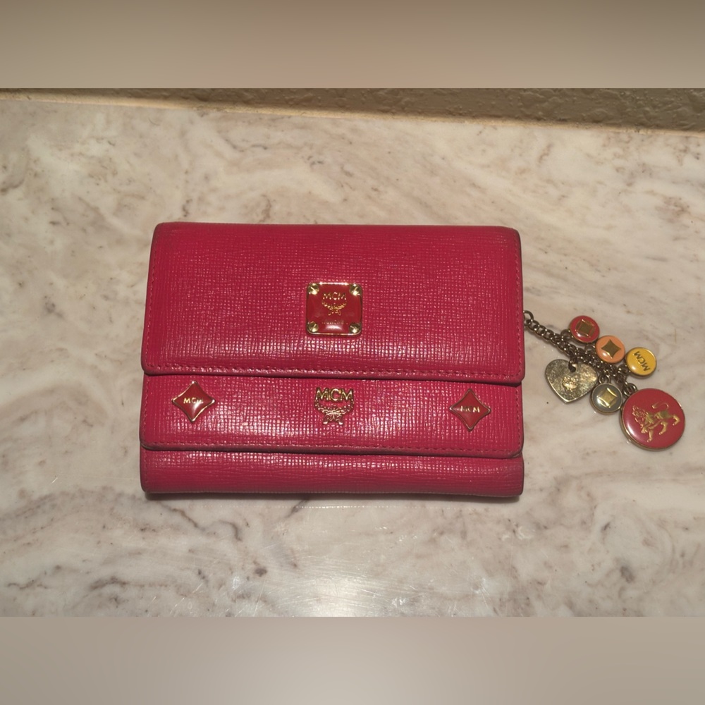 MCM Pink Wallet with Gold Accents